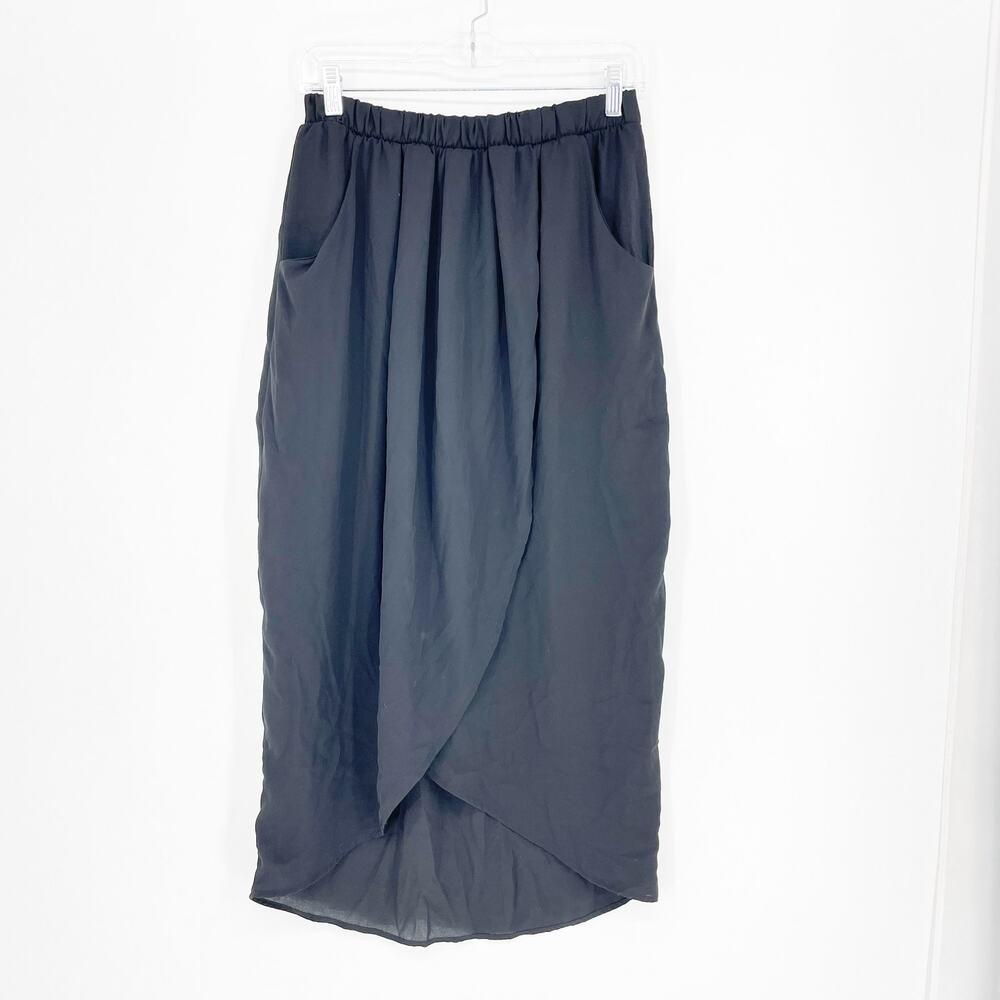 Bobeau Stretchy Black Midi Skirt Size Medium